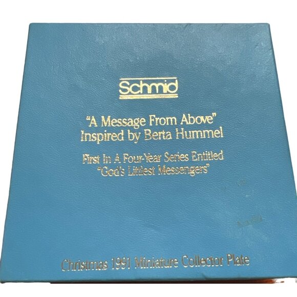 Vintage Schmid Christmas Hummel 1991 Mini Collector Plate Message From Above Box - Picture 4 of 4